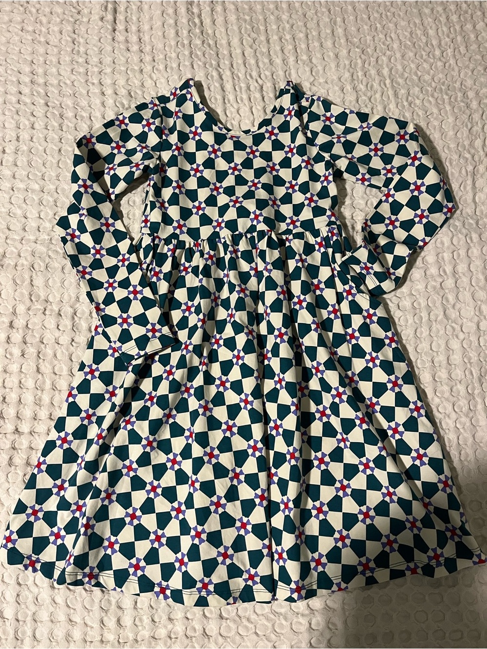 Hanna Andersson Geometric/ quilt  Long-Sleeve swing Dress